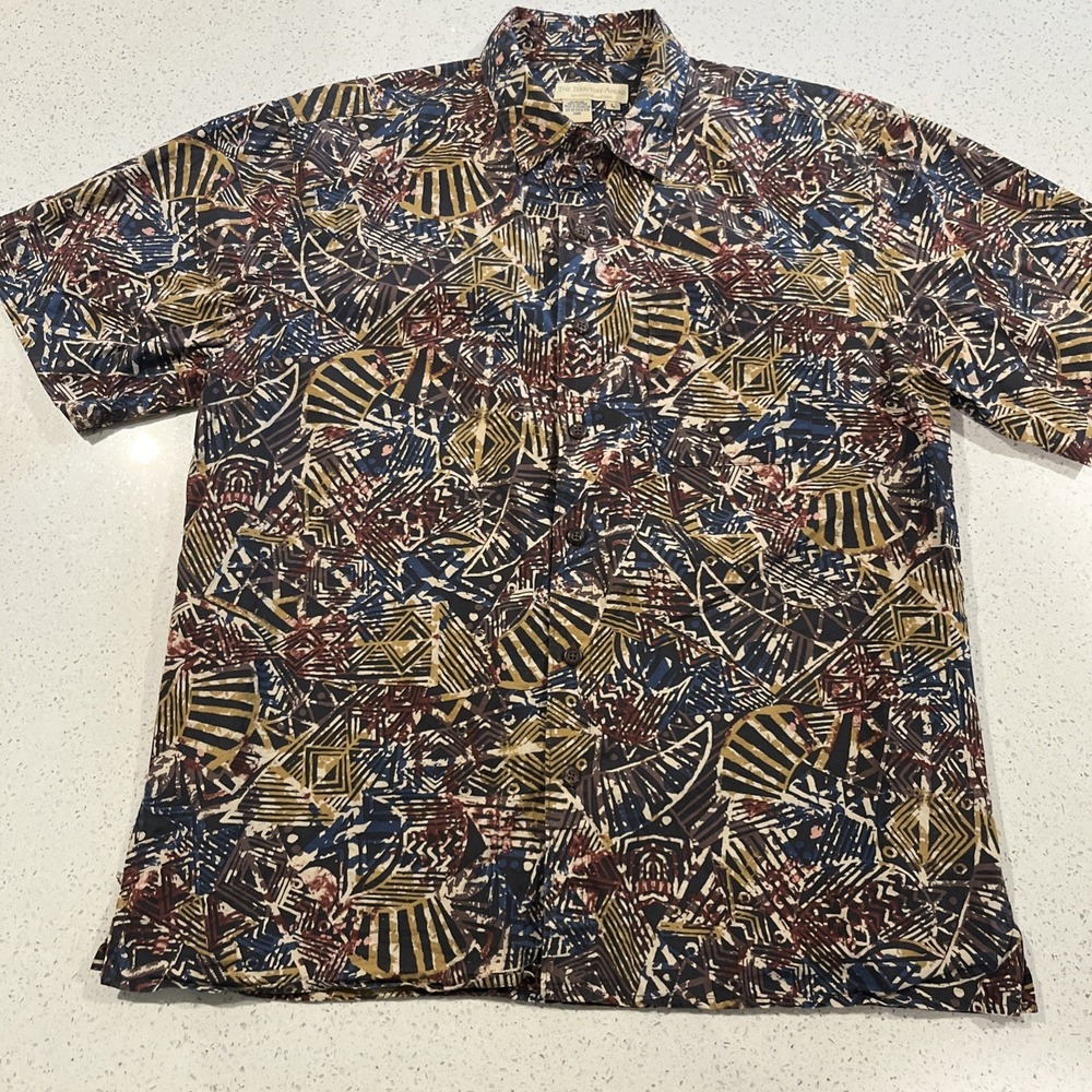The Territory Ahead Mens L Abstract Geometric Cotton Short Sleeve Button Down
